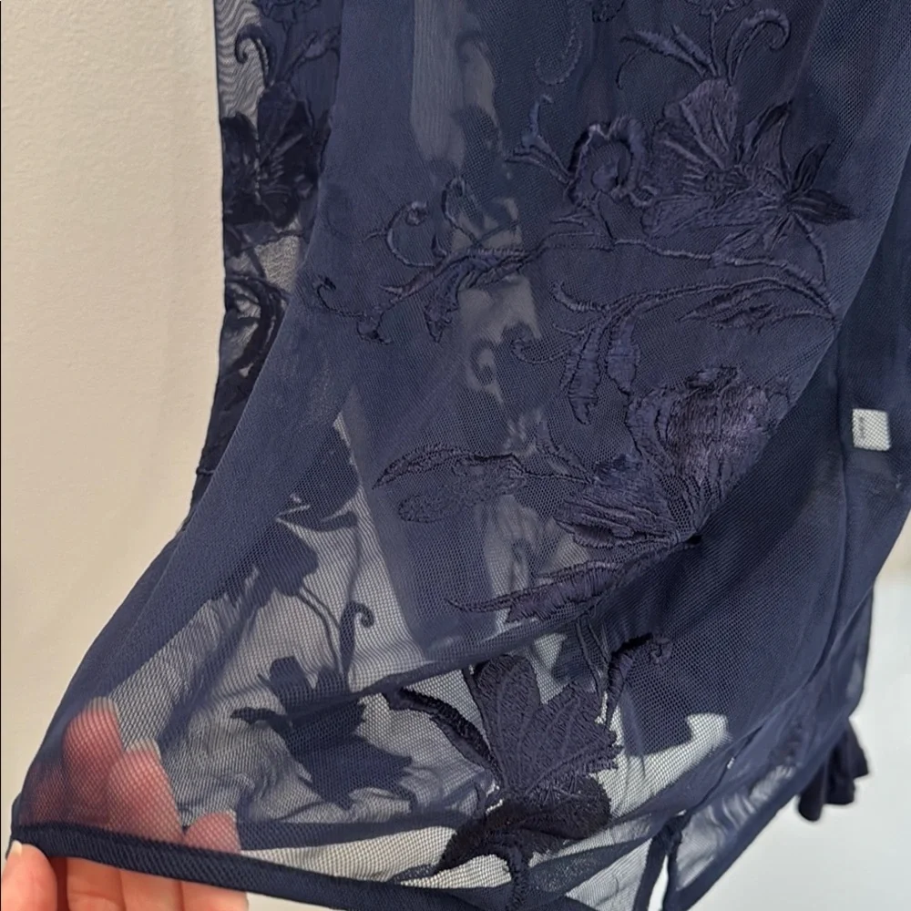 Elegant Navy Sheer Blouse - Picture 5 of 10